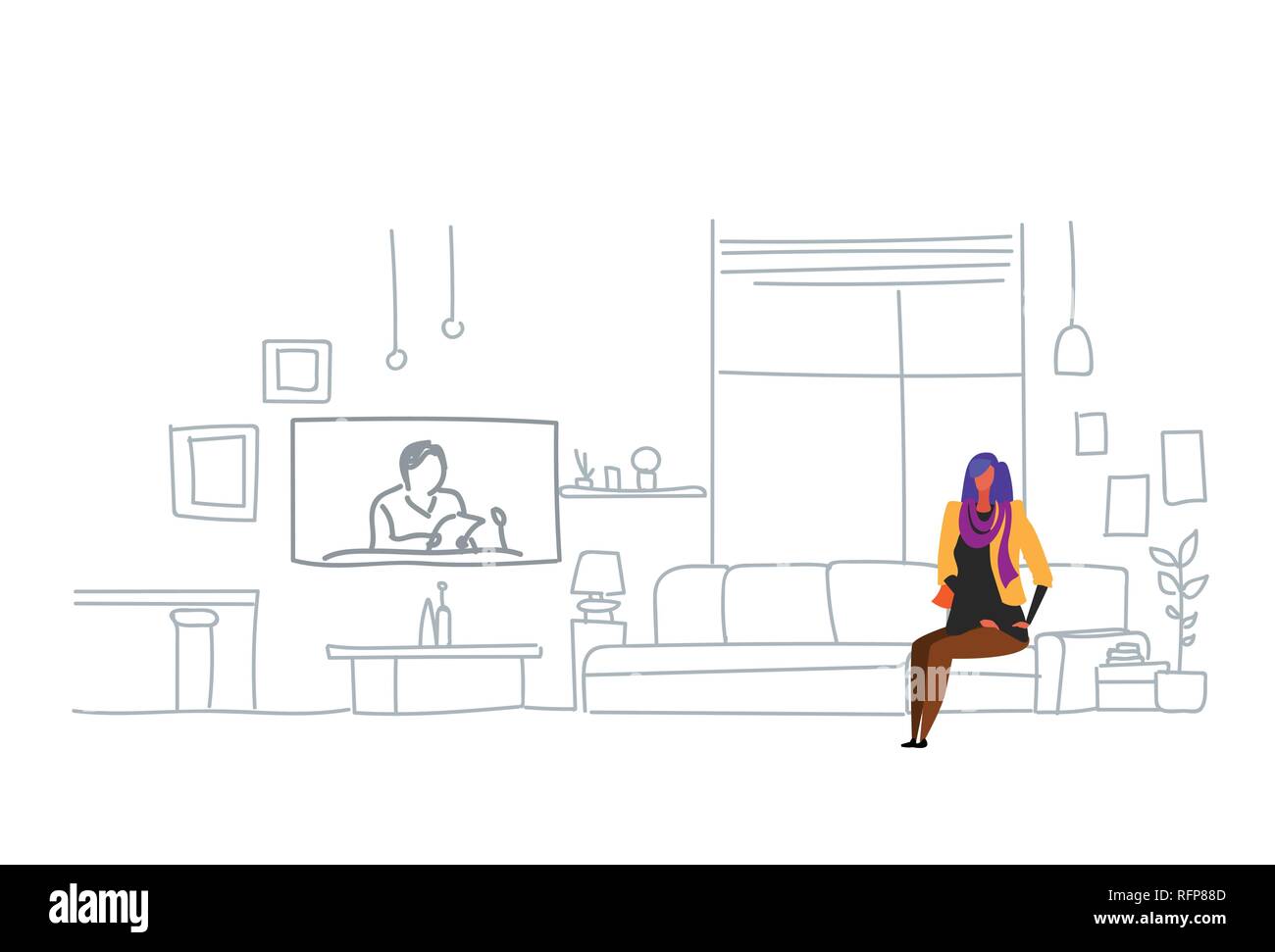 Cartoon People Watching Screen Stock Photos Cartoon People