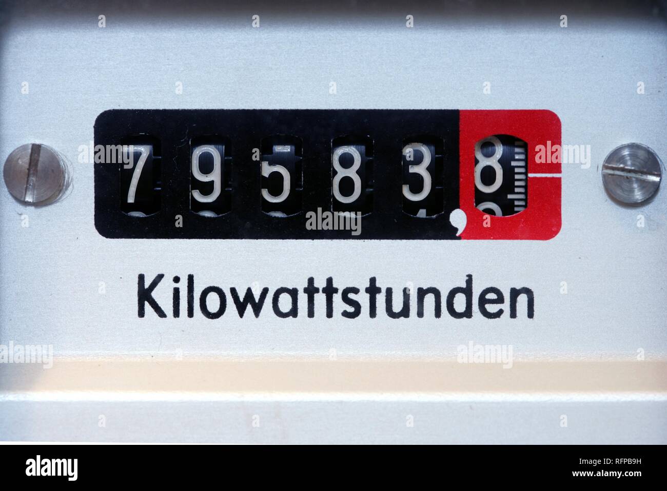 DEU, Germany : Electricity meter in a private house. Stock Photo