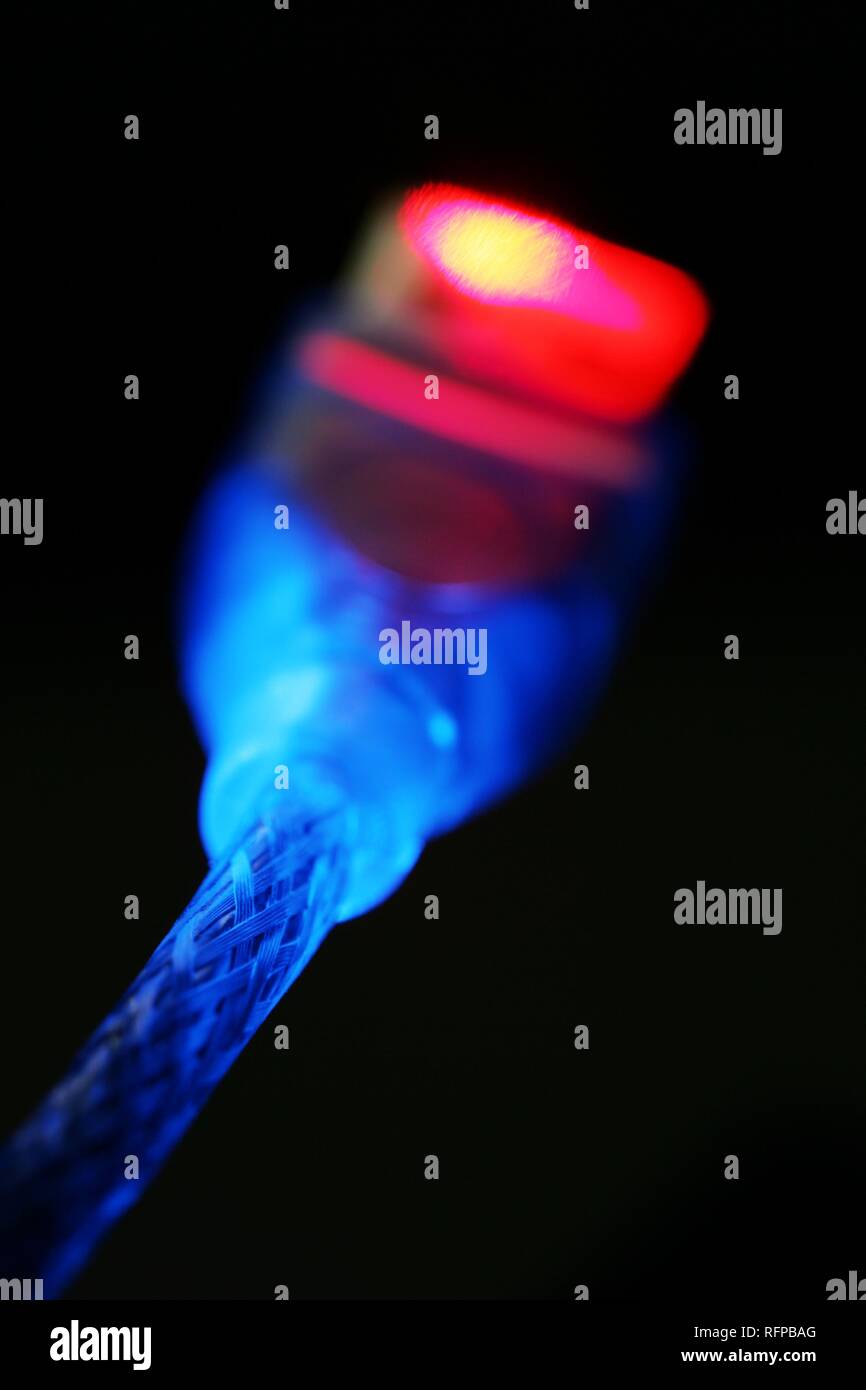 DEU, Germany USB cable, USB plug to a personal computer. USB 2.0 higspeed connection Stock