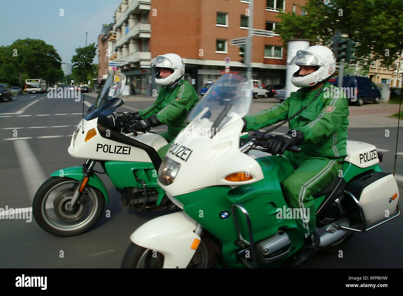 DEU, Germany, Duesseldorf : Police bike patrol. Stock Photo
