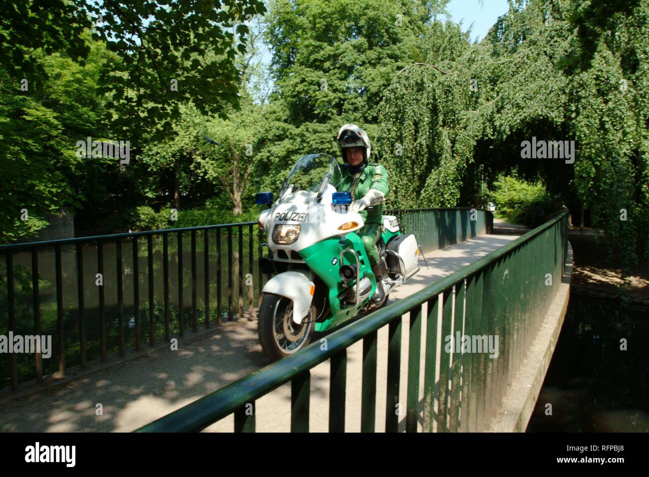 DEU, Germany, Duesseldorf : Police bike patrol. Stock Photo