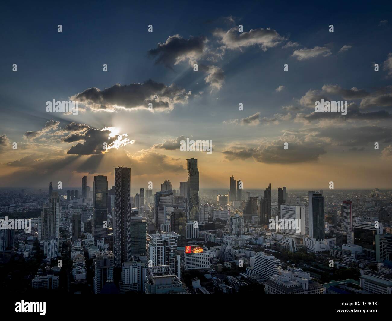 Skyline of Bangkok in the evening light, Thailand Stock Photo - Alamy