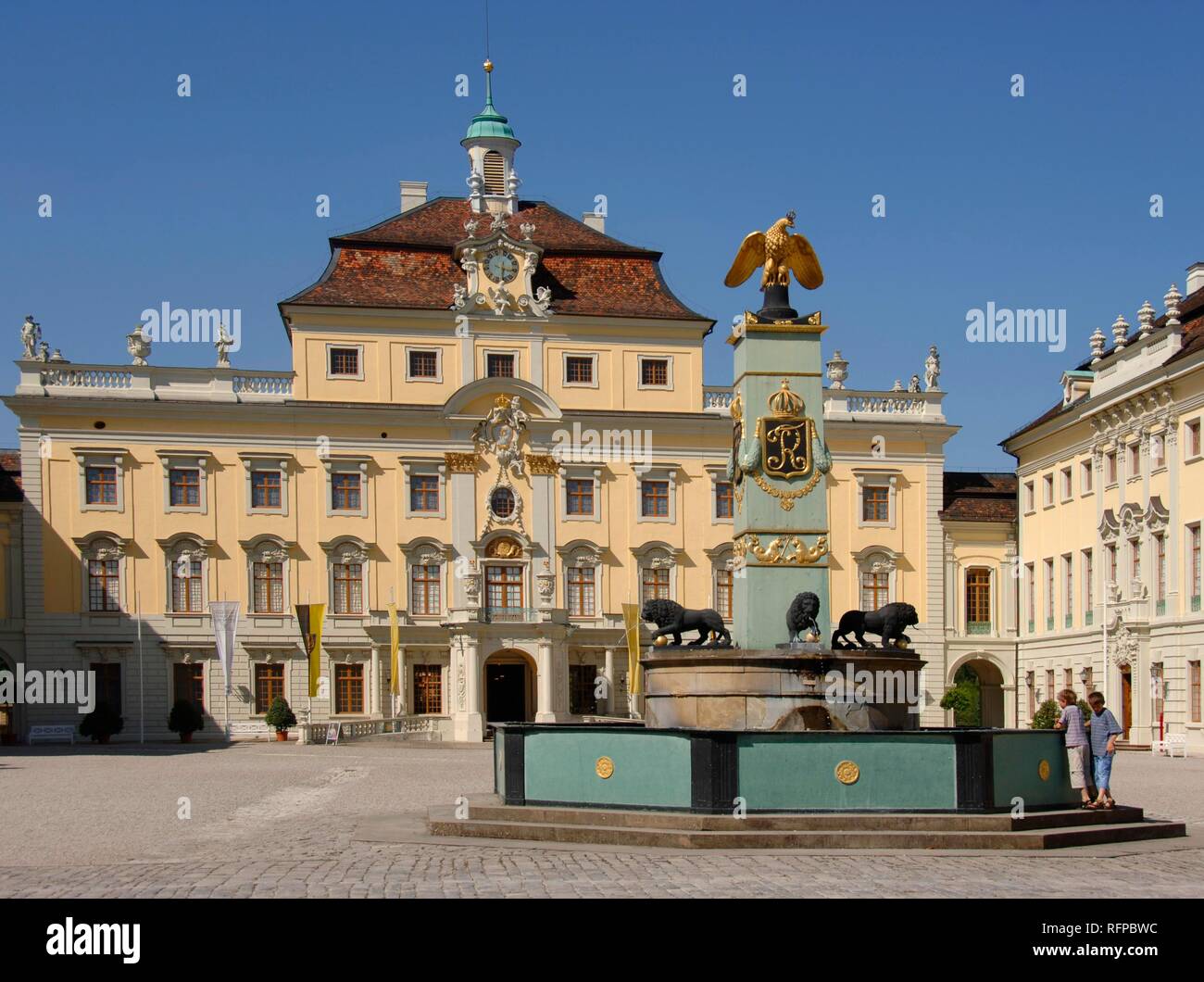 Courtyard Baroque Palace Ludwigsburg, Baden-Wurtttemberg, Germany Stock Photo