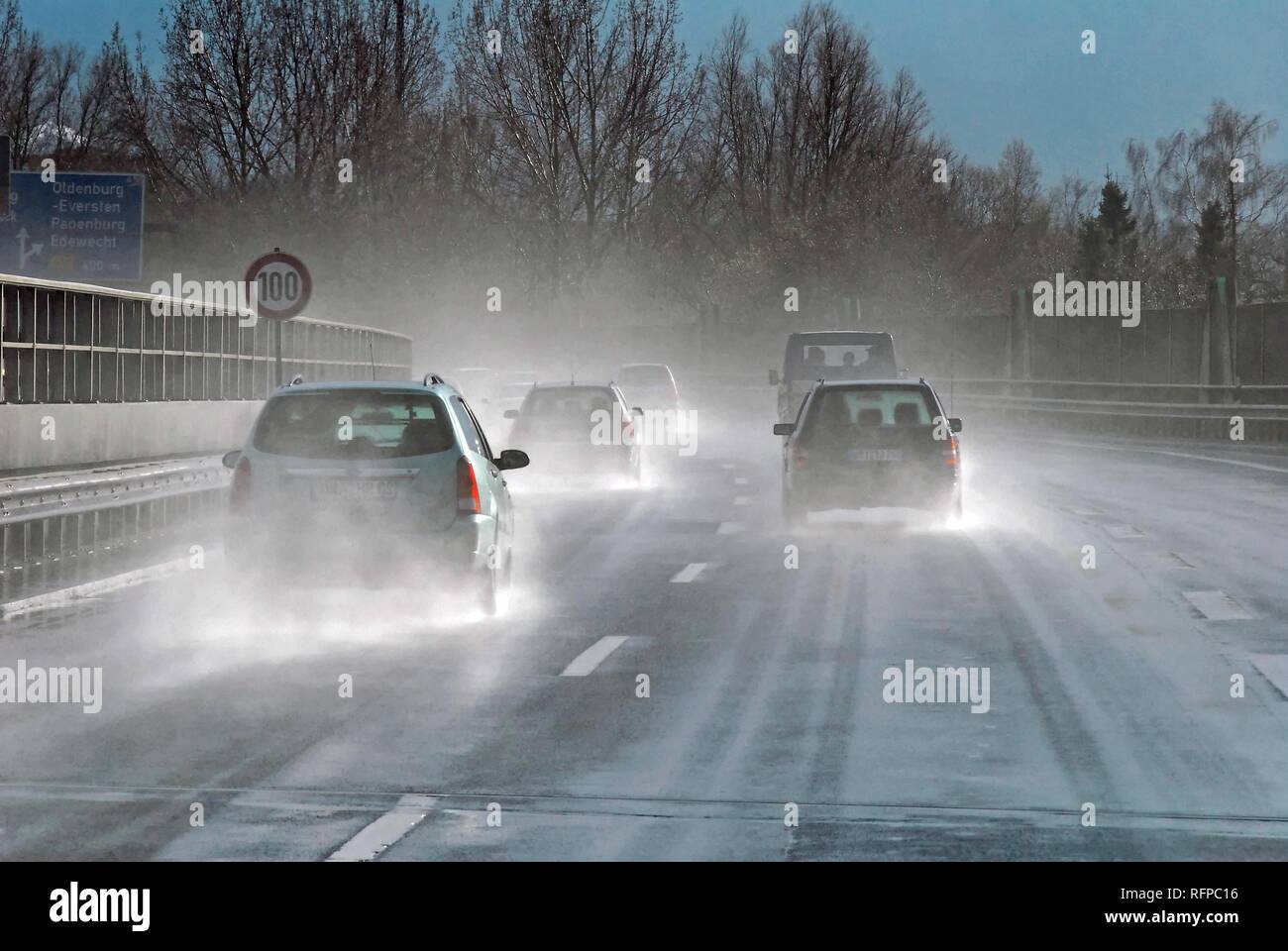 Highway in a bad-weather situation Stock Photo