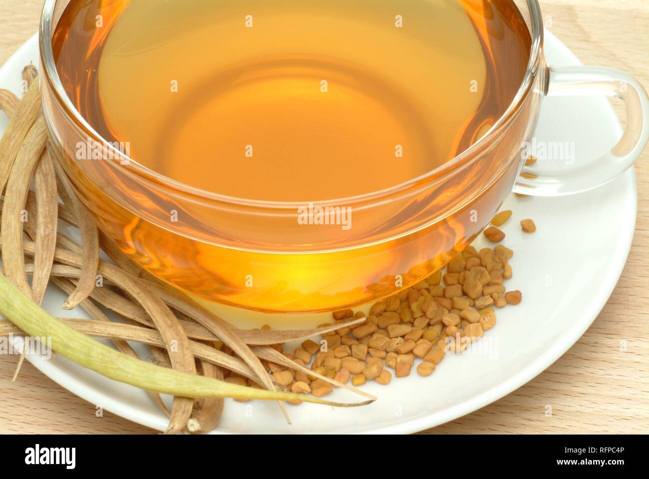 Tea made of Fenugreek, Trigonella foenum-graecum, fornum graecum, Fieno greco, Stock Photo