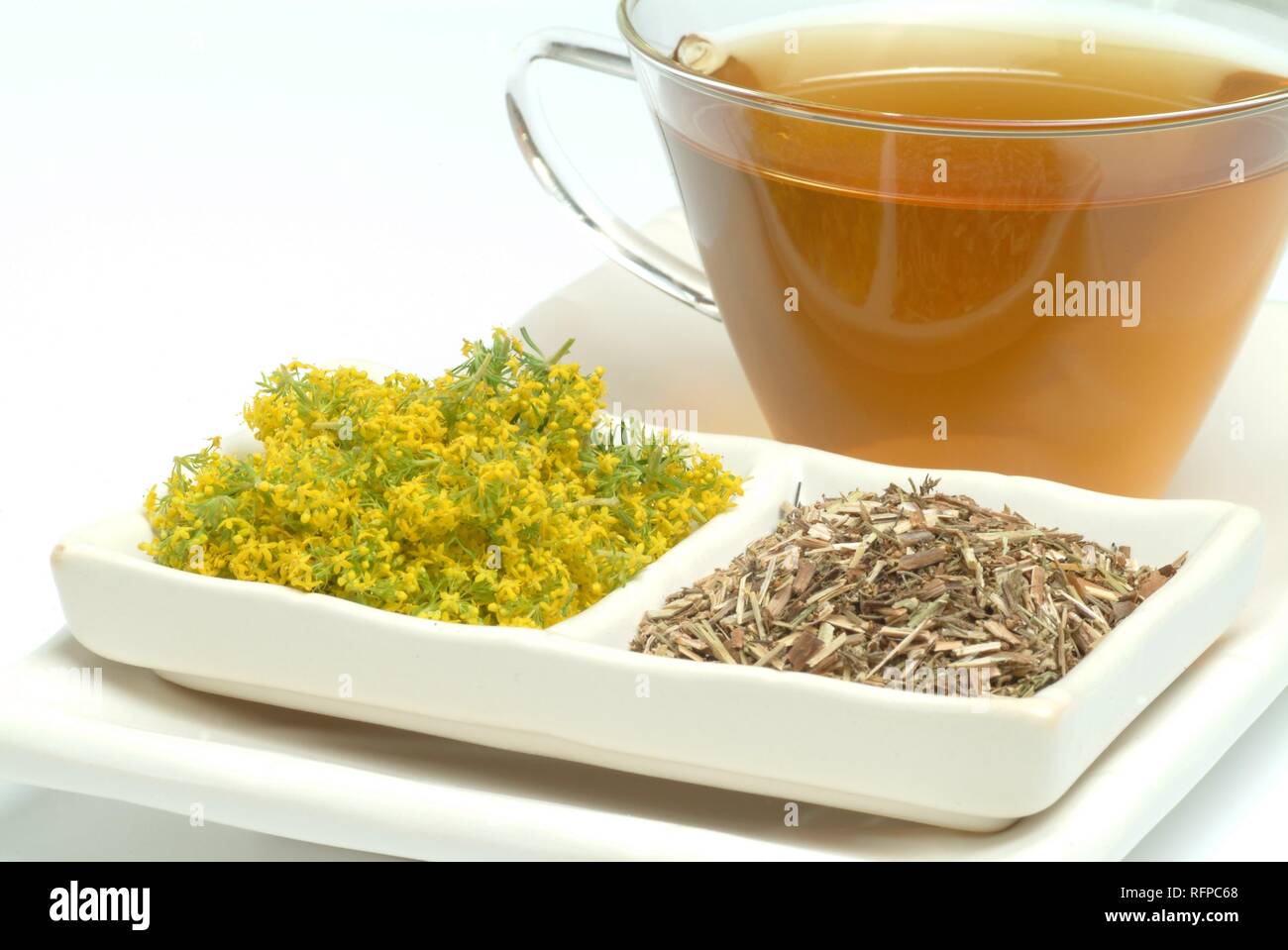 Lady's bedstraw tea, Galium verum Stock Photo
