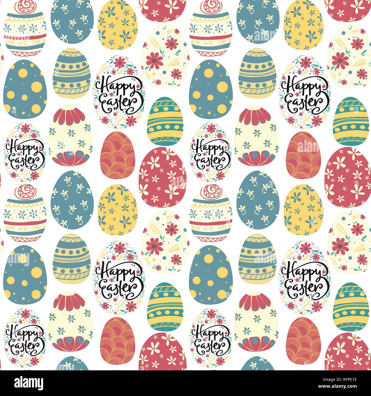 happy easter day cute colourful eggs pattern seamless Stock Vector