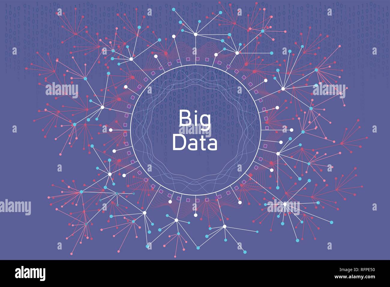 Big data vector concept illustration. Futuristic graphic illustration about visual data and social media analitics. Stock Vector
