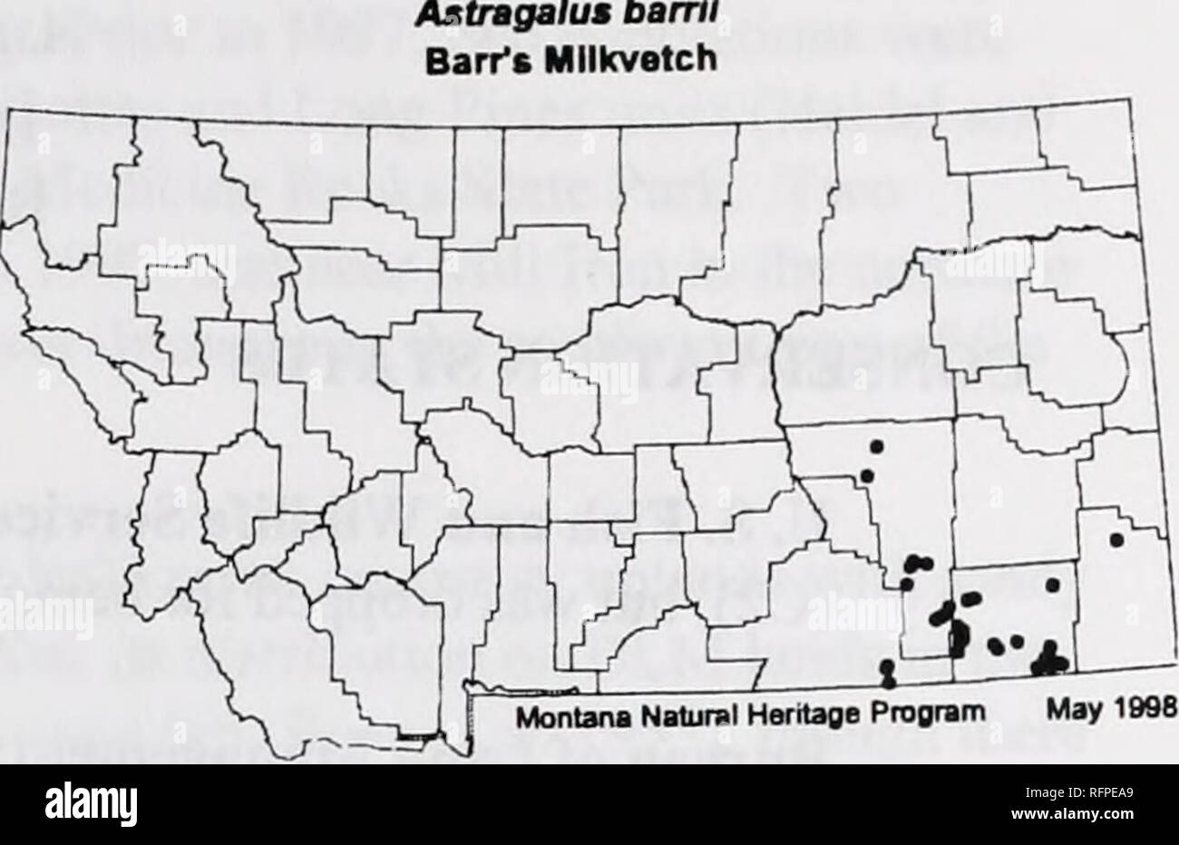 . Botanical and vegetation survey of Carter County, Montana, Bureau of Land Management-administered lands . Botany; Rare plants. Carter County distribution: The occurrence record in Carter County represents a 1943 collection &quot;from Ekalaka&quot; which is cited in Bameby (1964). Field surveys in 1986 and 1989 in the vicinity of Ekalaka did not relocate the species. In the course of this study, we have ruled out the likelihood of it occurring on BLM- administered land in the vicinity of Ekalaka. We have also ruled out the likelihood of it in most of northern Carter County, but not in the who Stock Photo