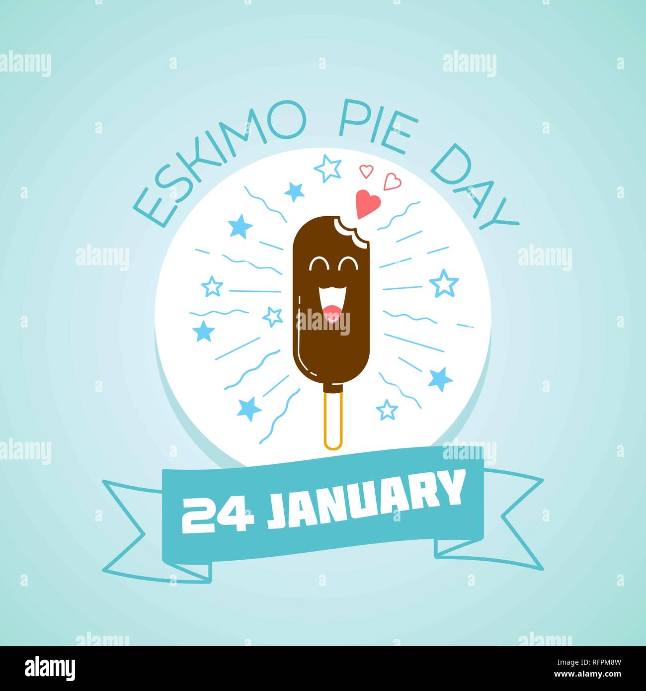 Eskimo pie day. Popsicle ice cream on a stick in the style of kawaii.  Vector illustration 17544962 Vector Art at Vecteezy, image size:1300x1390