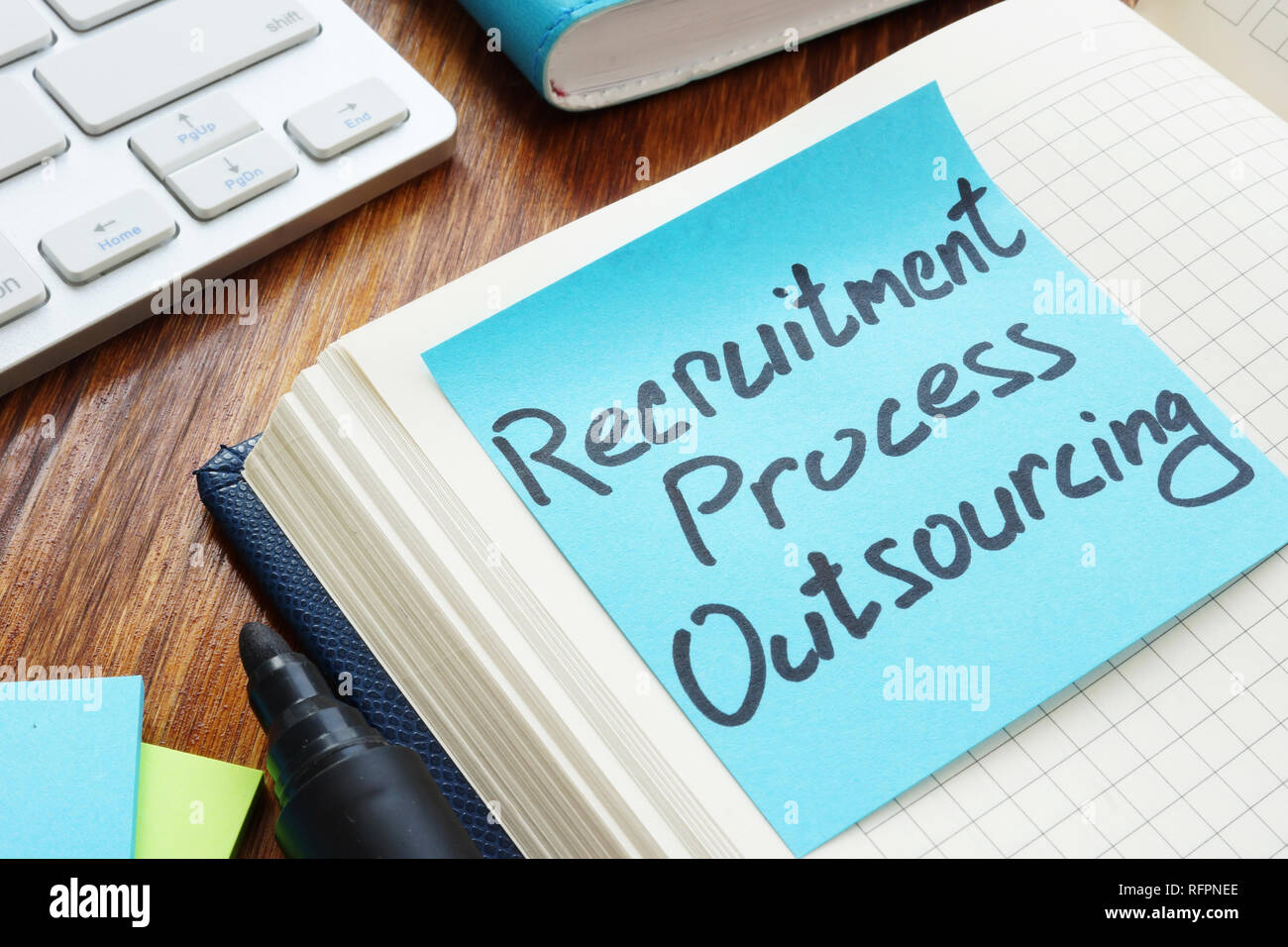 Recruitment process outsourcing RPO written on a piece of paper. Stock Photo
