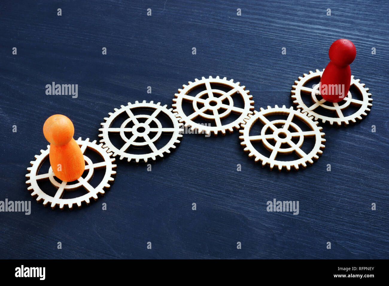 Gear wheels as symbol of connection and communication between people. Stock Photo