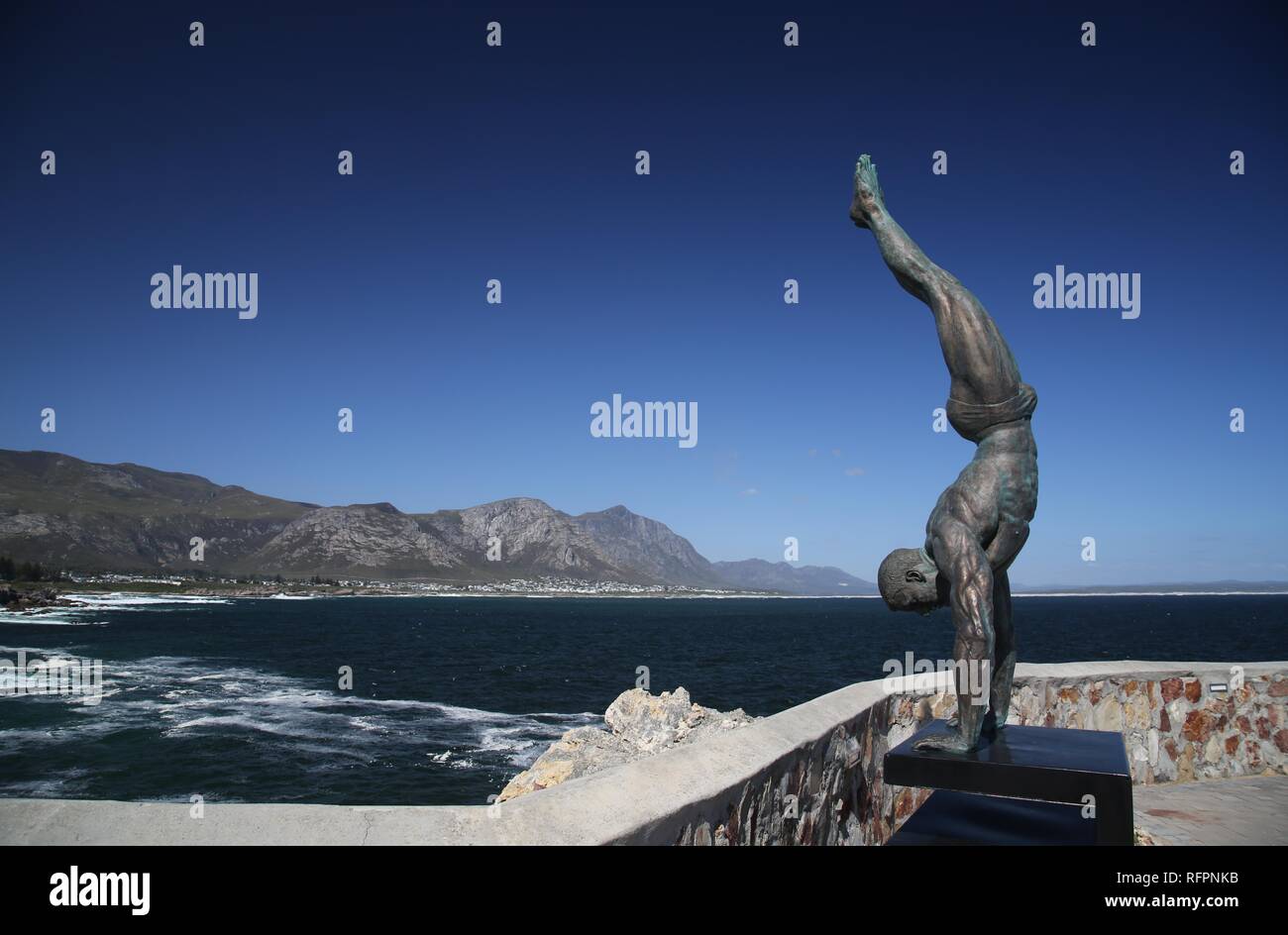Hermanus Statue of a Diver, Western Cape, South Africa Stock Photo