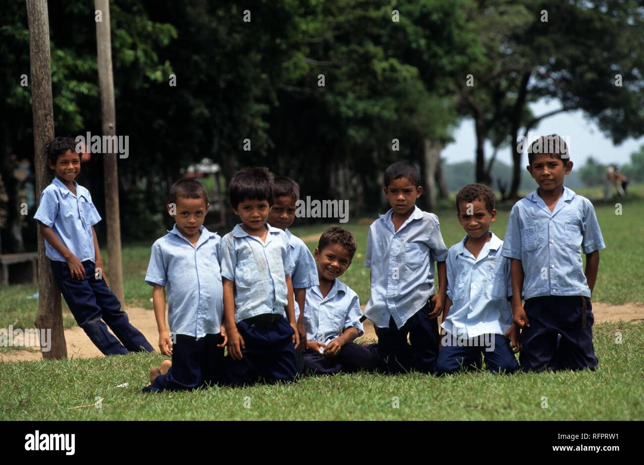 Schoolboys, Palacios, Moskitia, eastern Caribbean coast, Honduras Stock Photo