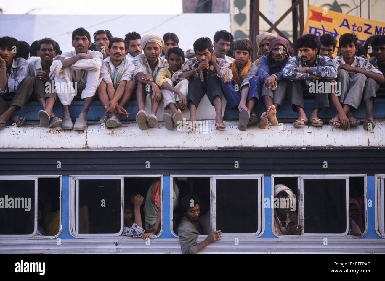 Crowded bus, Udaipur, India Stock Photo
