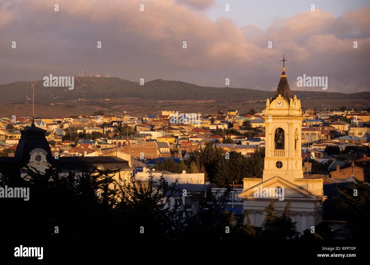 CHL, Chile, Patagonia, Punta Arenas: view of the town centre. Stock Photo