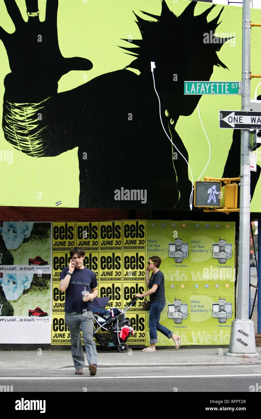 USA, United States of America, New York City: City wide advertising for MP3 Apple iPod player, billboards. Stock Photo