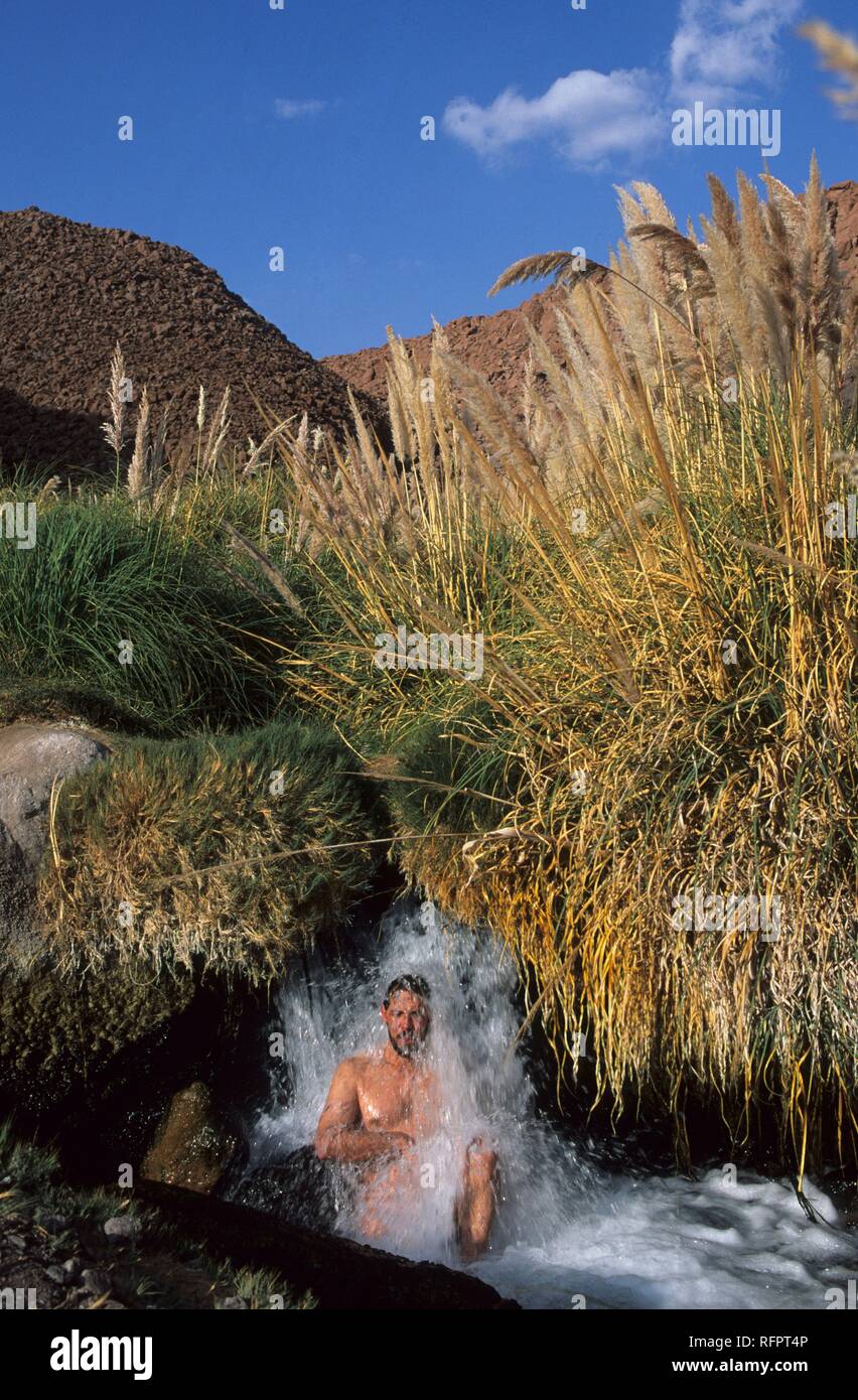 CHL, Chile, Atacama Desert: the hot springs of Puritama, 3000 metres high. Stock Photo