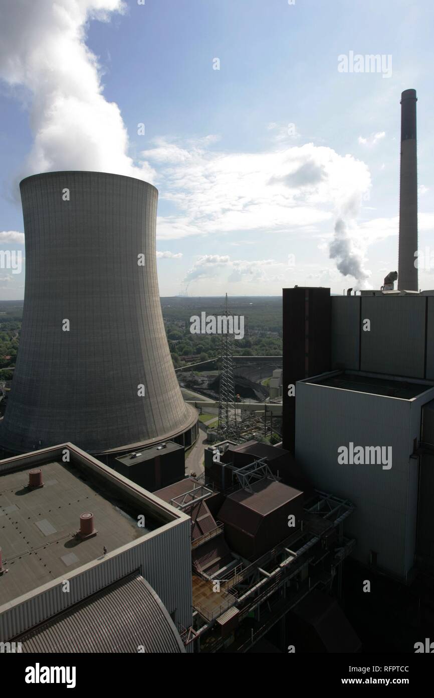 DEU, Germany, Voerde: Hard coal power staion of STEAG power company. Cooling tower. Stock Photo