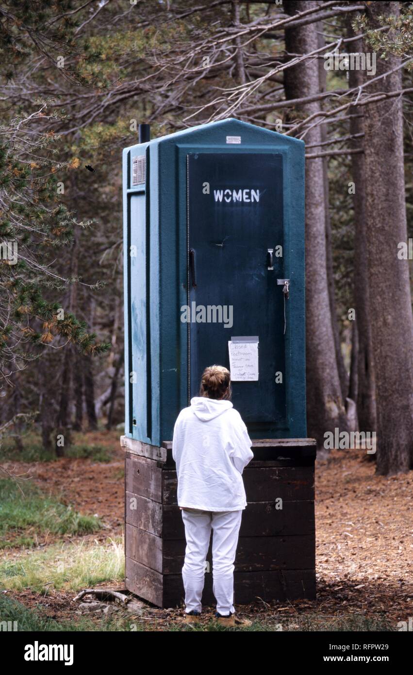 USA, United States of America, California: Yosemite National Park, a toilet safe from bear attacks. Stock Photo