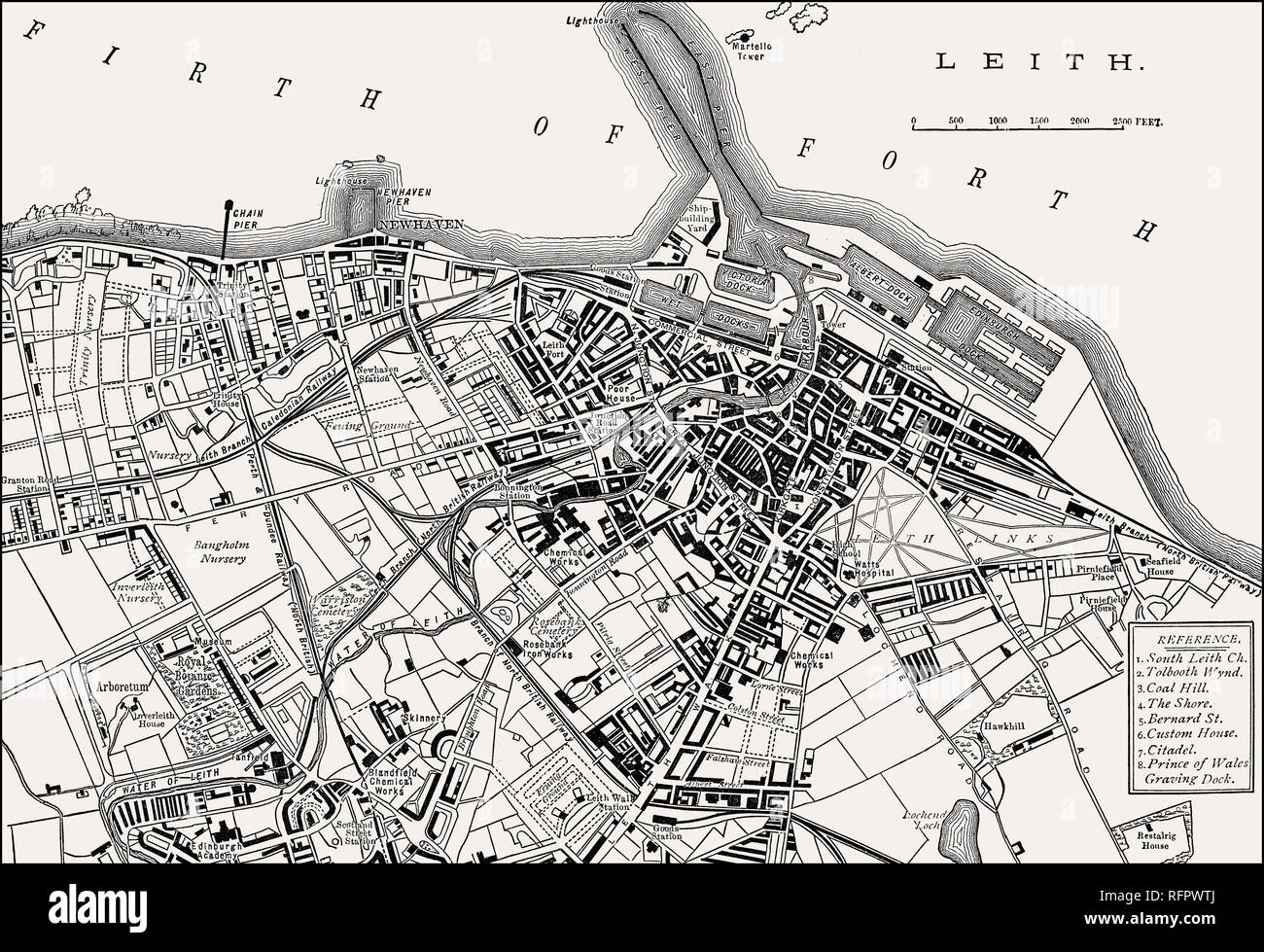 Plan of Leith, 1883, Edinburgh, Scotland Stock Photo