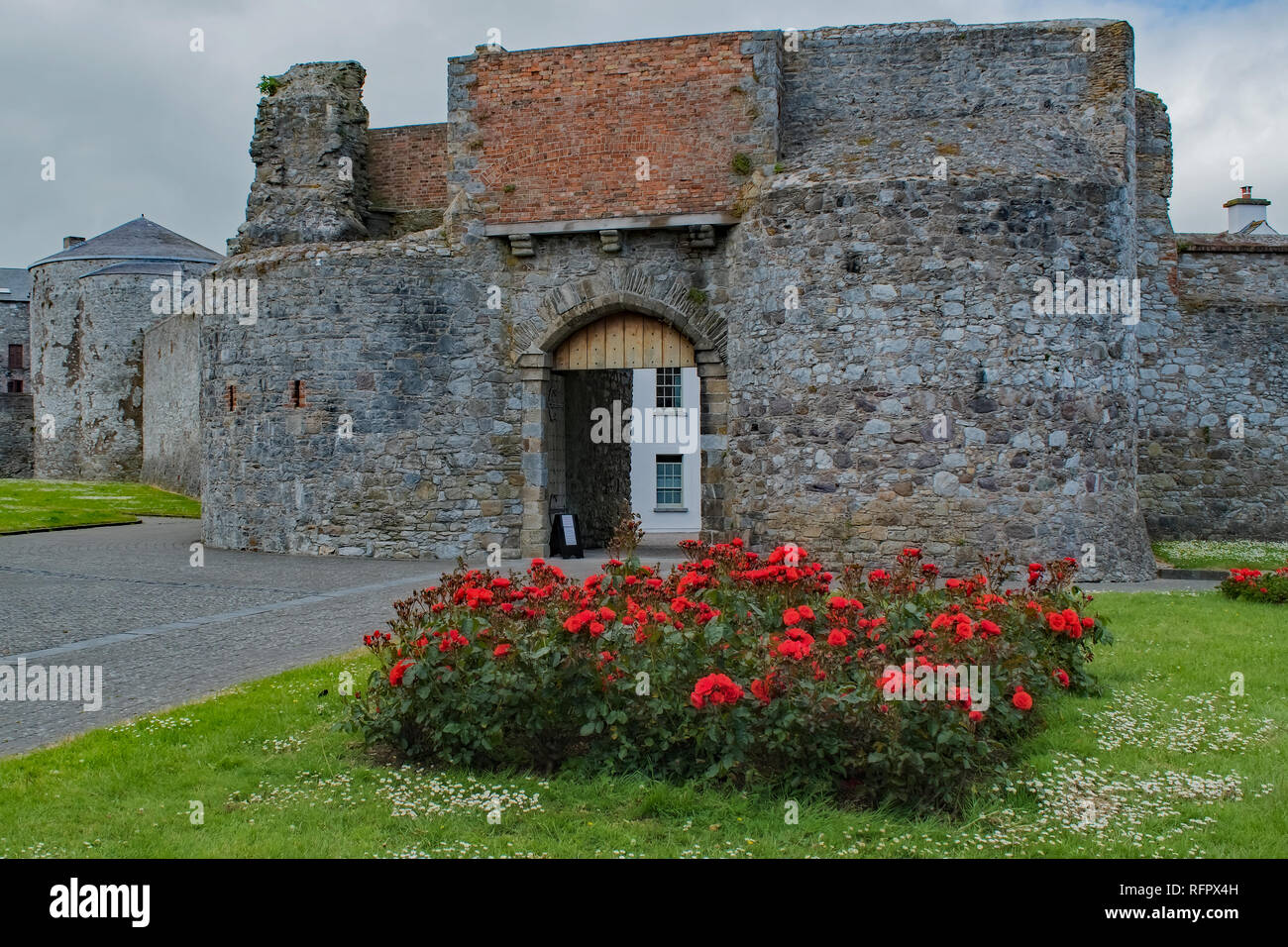 Dungarvan Castle Exterior with Flowers Stock Photo