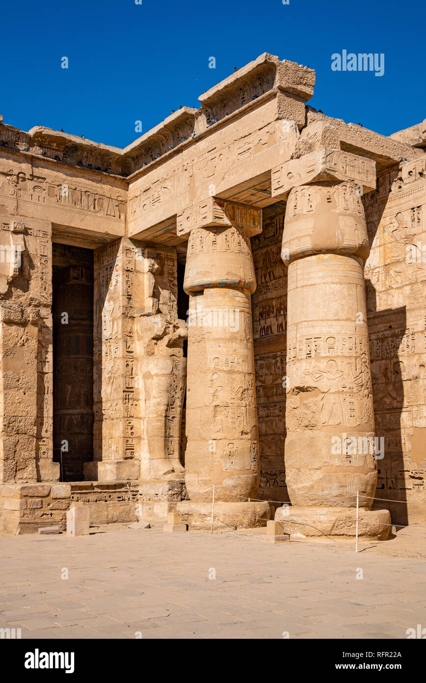 Medinet Habu Temple, Peristyle Court. Luxor, Egypt Stock Photo