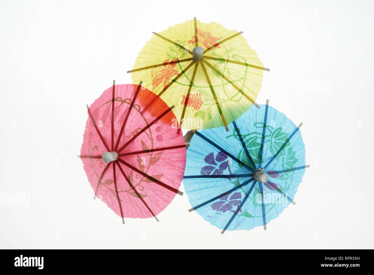 Little Paper umbrellas for decorating Stock Photo