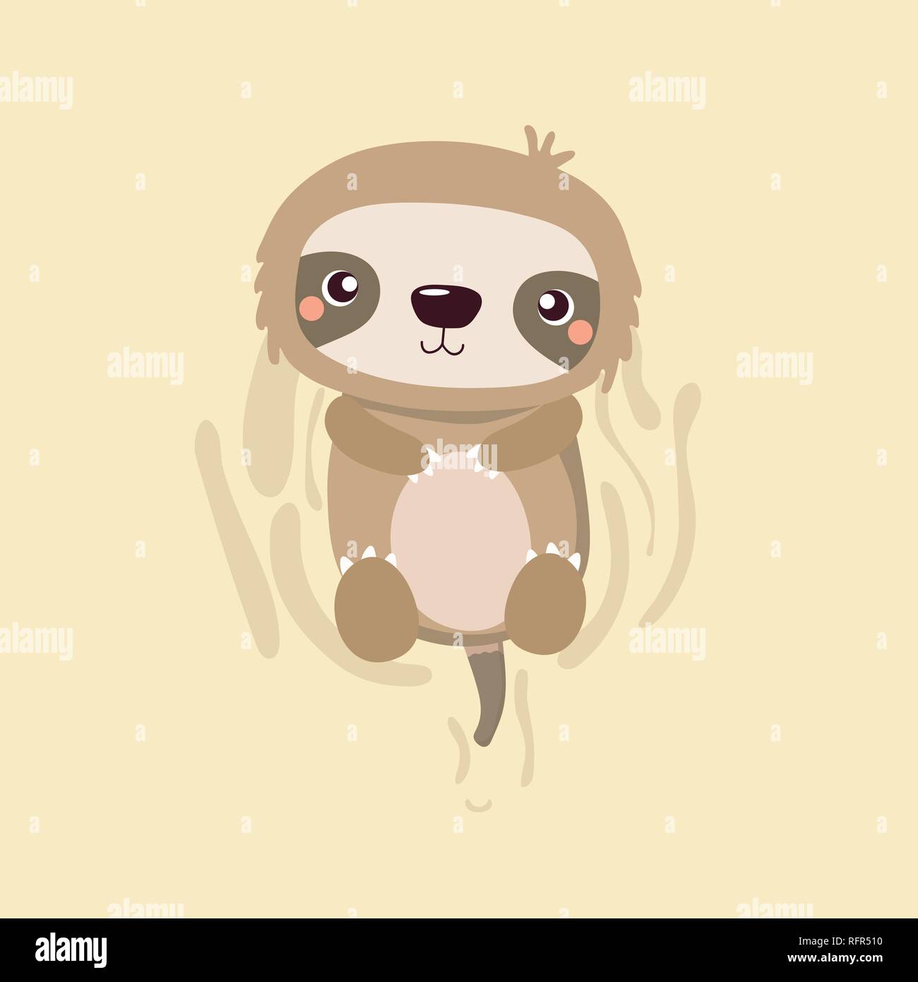 cute sloth on pastel background. Stock Vector