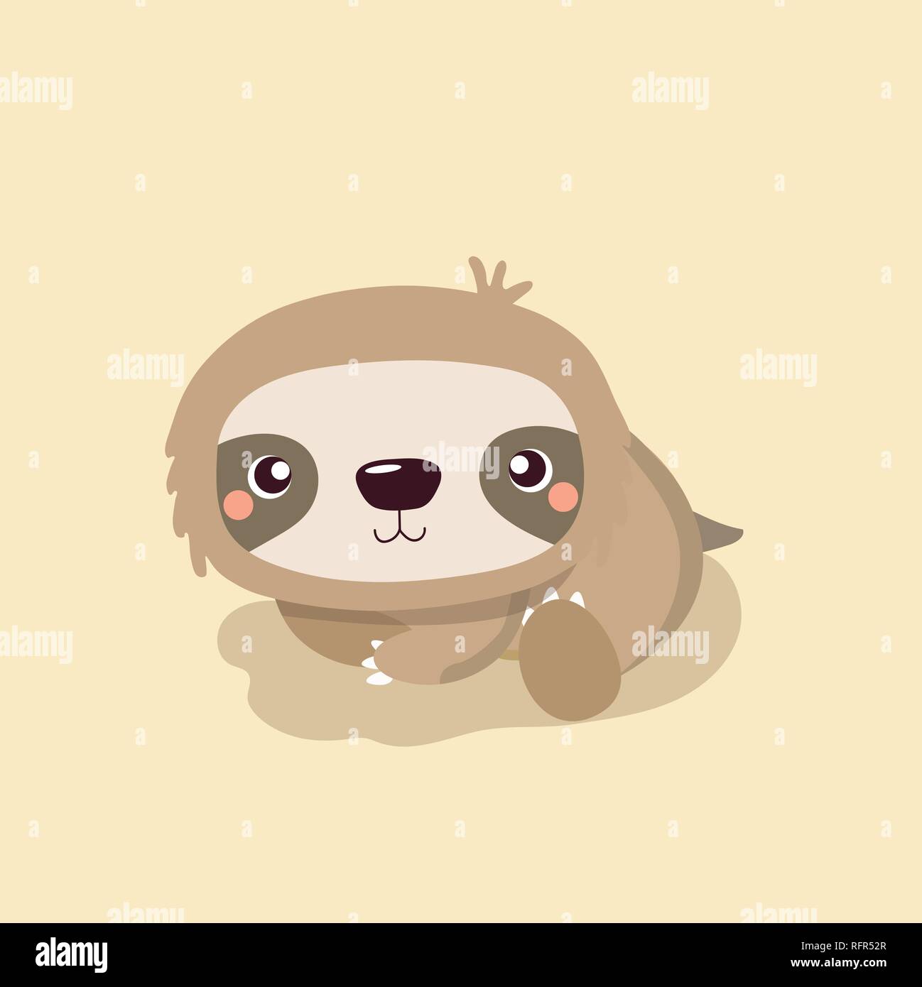 cute sloth on pastel background. Stock Vector