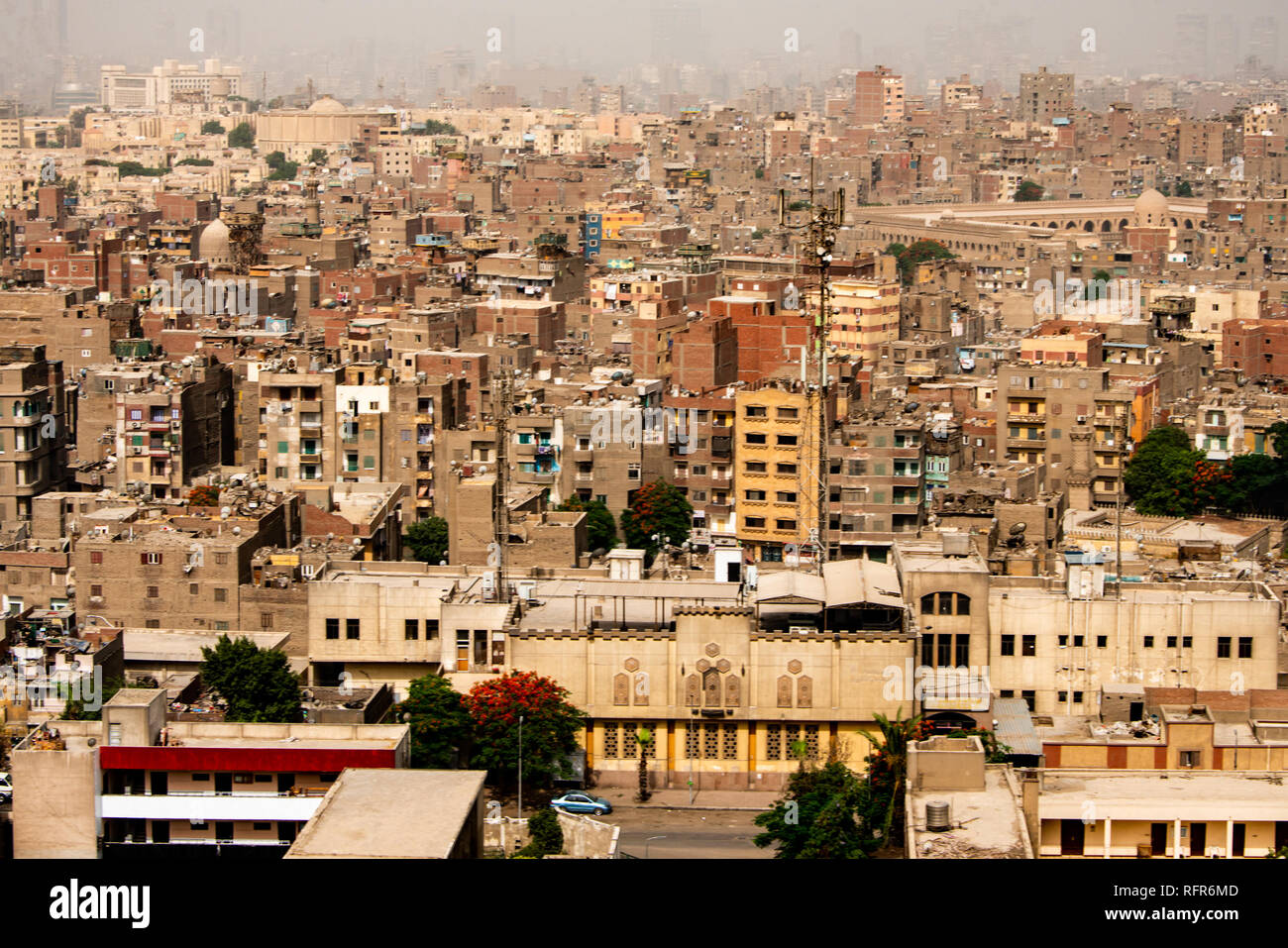 aerial view on the city of Cairo Egypt, Africa. Cairo is the largest city on the African