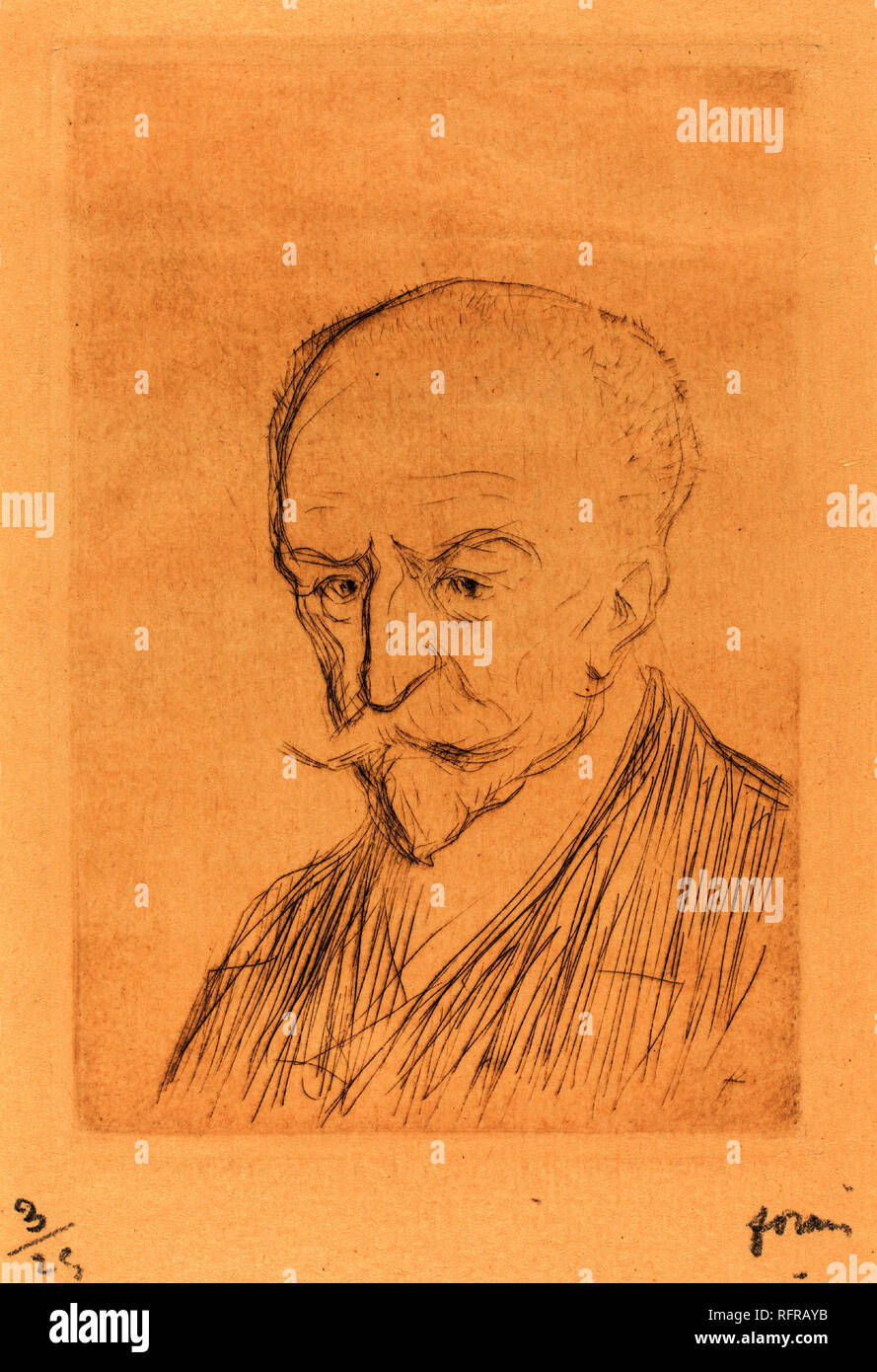 J.-K. Huysmans. Dated: 1909. Medium: etching. Museum: National Gallery of Art, Washington DC. Author: FORAIN, JEAN LOUIS. Stock Photo