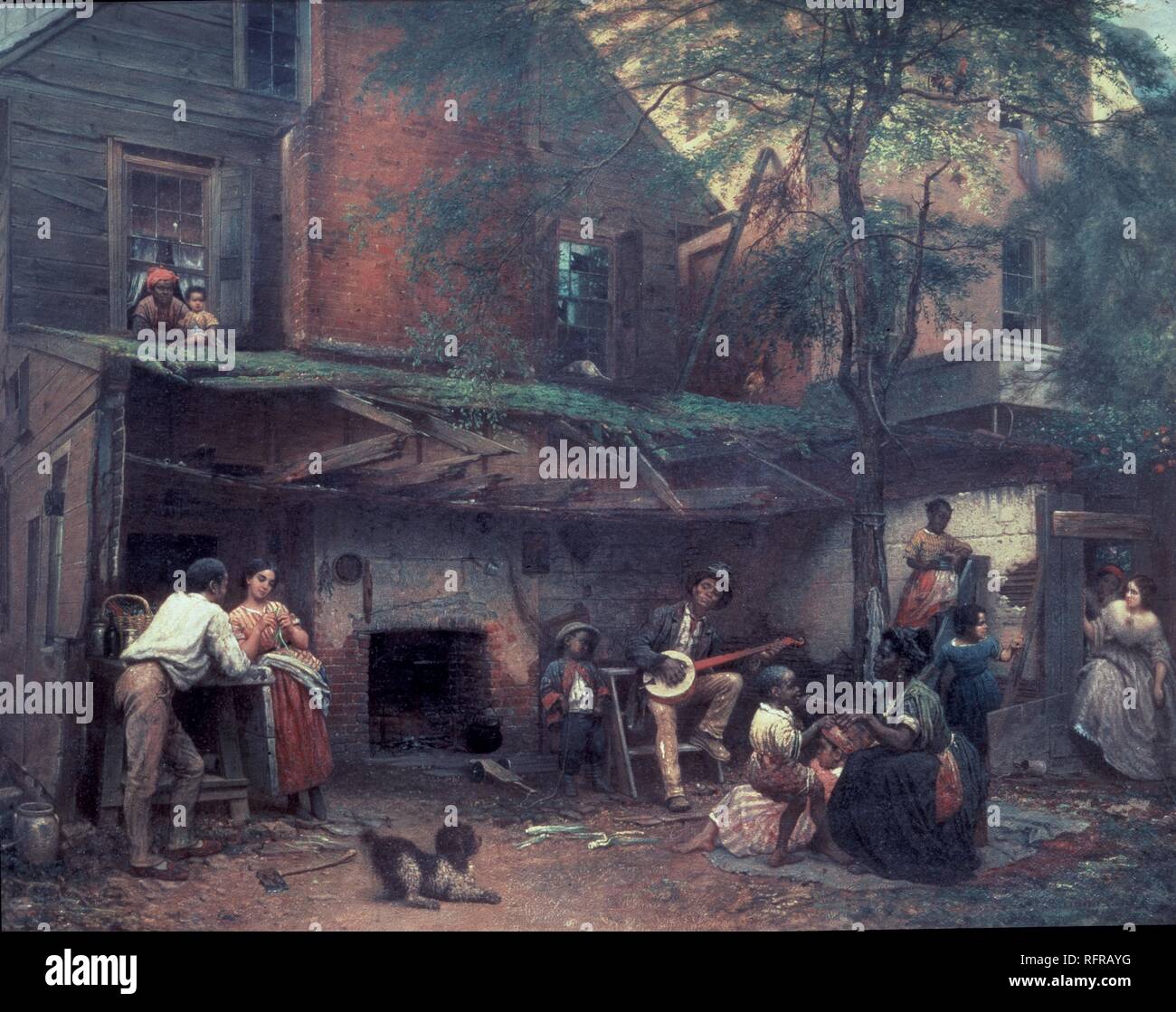 'Old Kentucky Home', 1859, Oil on canvas, 91 x 119 cm. Author: JOHNSON, EASTMAN. Location: SOCIEDAD HISTORICA. NEW YORK. Stock Photo