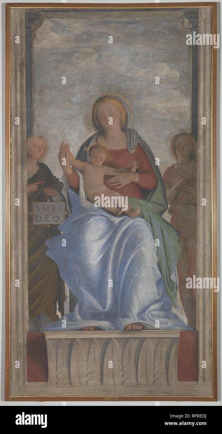 The Virgin and Child with Two Angels. Museum: Pinacoteca di Brera, Milan. Author: Bramantino. Stock Photo