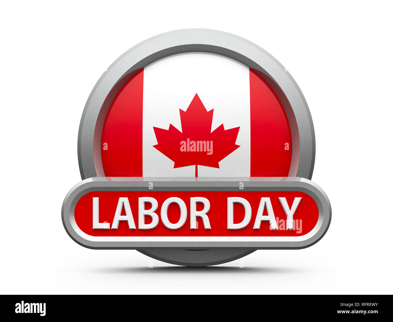 Emblem, icon or button with canadian flag represents Labor Day in
