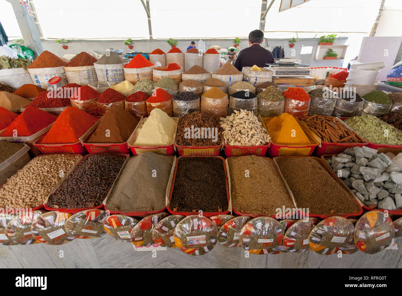 Spices, Chorsu Bazaar, Tashkent, Uzbekistan Stock Photo