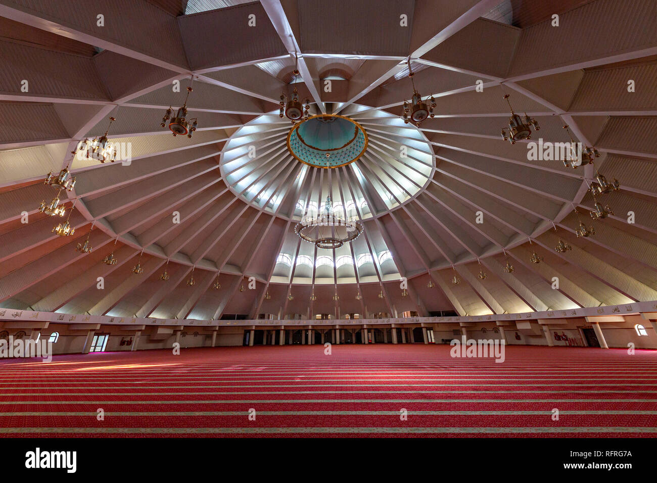 Interior of the Sheikh Khalifa Mosque and its dome, in Shymkent, Kazakhstan Stock Photo