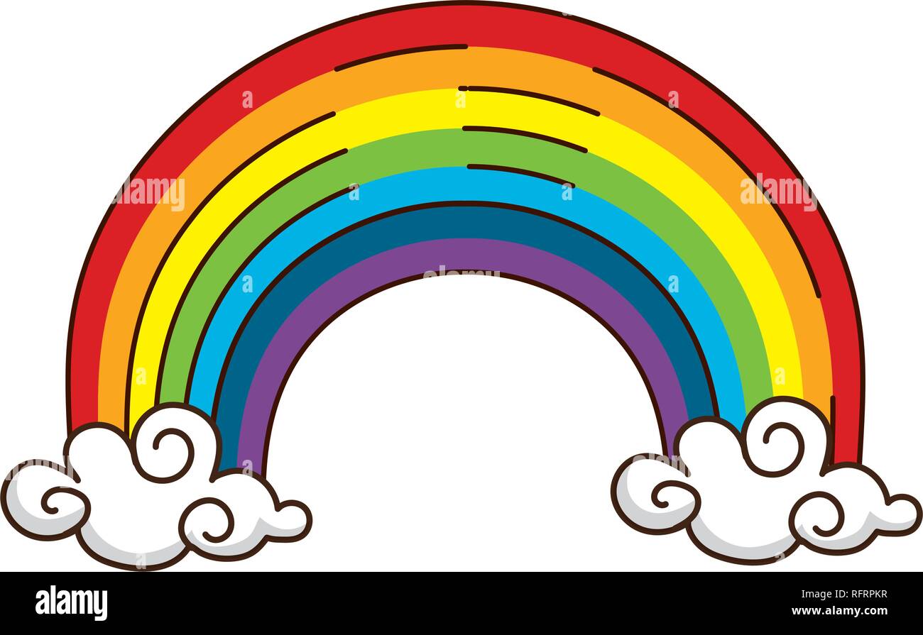 rainbow and clouds cartoon Stock Vector Image & Art - Alamy