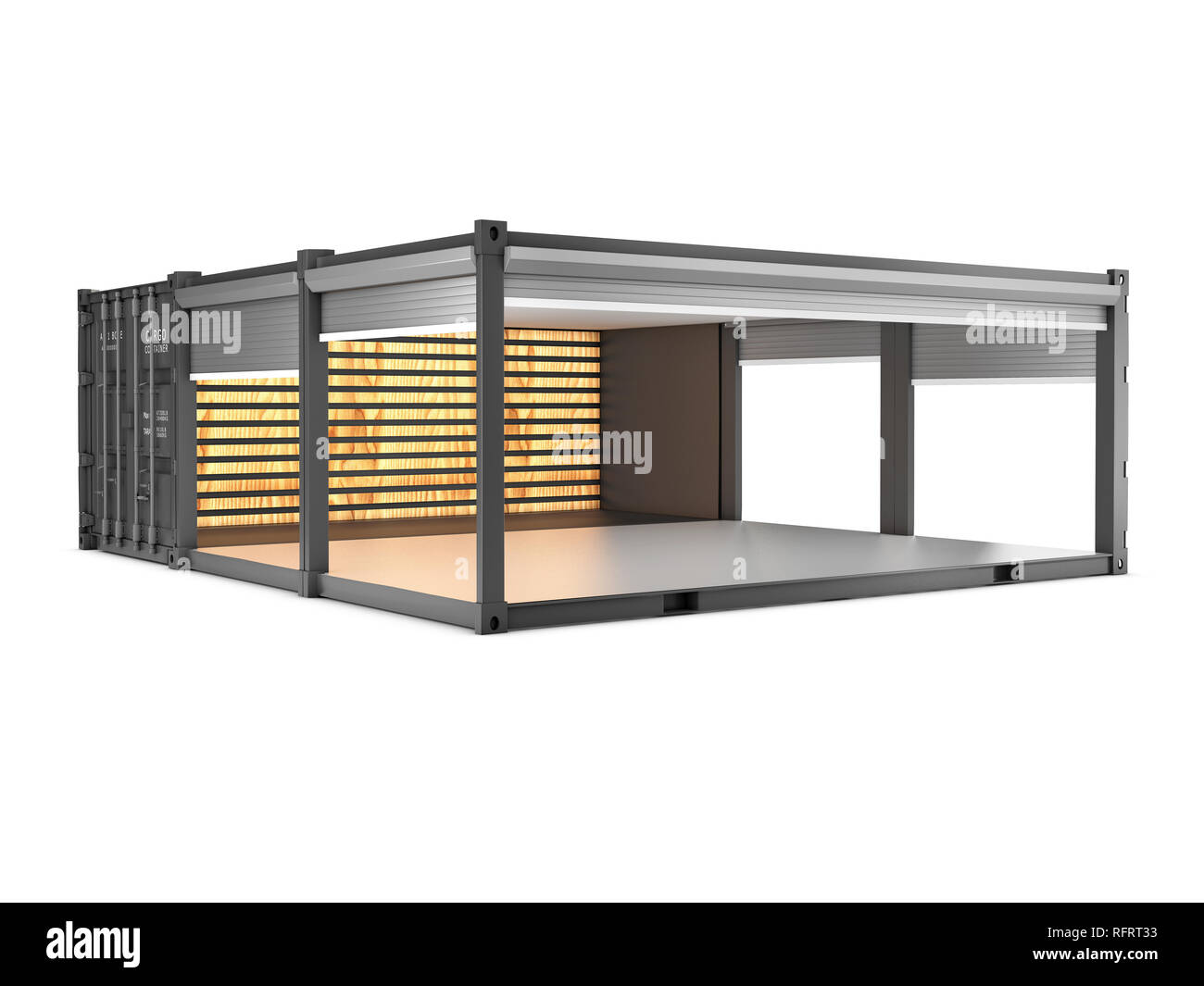 3d Rendering Illustration Mini Cafe Container Stock Illustration