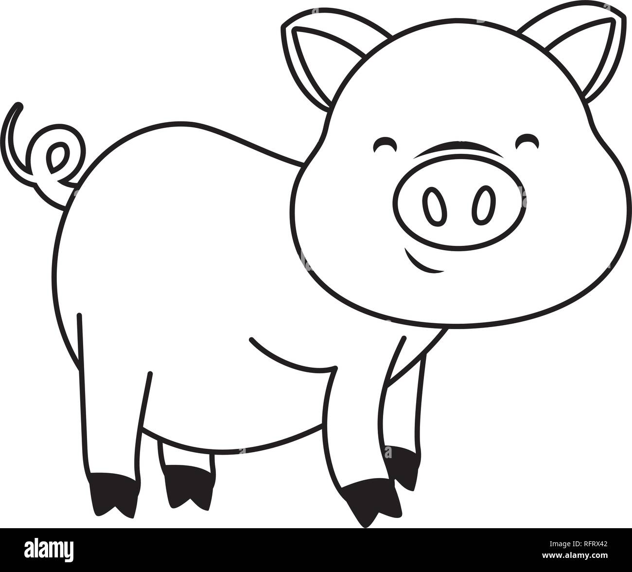 Boy Cartoon Clipart Black And White Pig