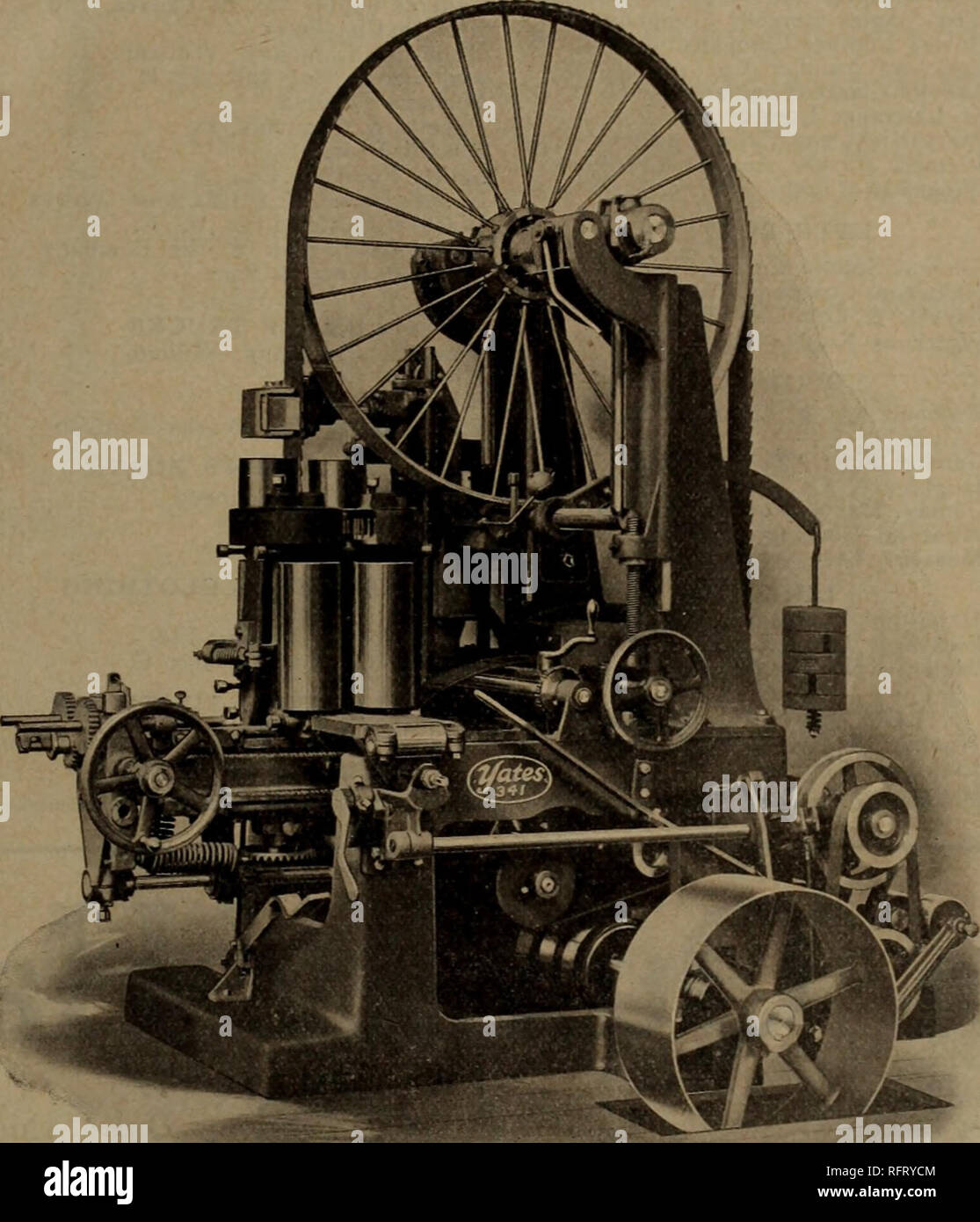 . Canadian forest industries July-December 1923. Lumbering; Forests and forestry; Forest products; Wood-pulp industry; Wood-using industries. CANADA LUMBERMAN 101 A STURDY MEDIUM CAPACITY RESAW. This band resaw is considered the best of its type. One of its finest features lies in its capability to cut accurately. Takes stock up to 30 inches wide, 12 inches thick. Can be used for straight resawing, or by tilting the feed rolls, will saw bevel siding. Is an ideal machine for this purpose. The yield rolls are at the left or outer side of the machine. The first infeeding roll at the left has an i Stock Photo