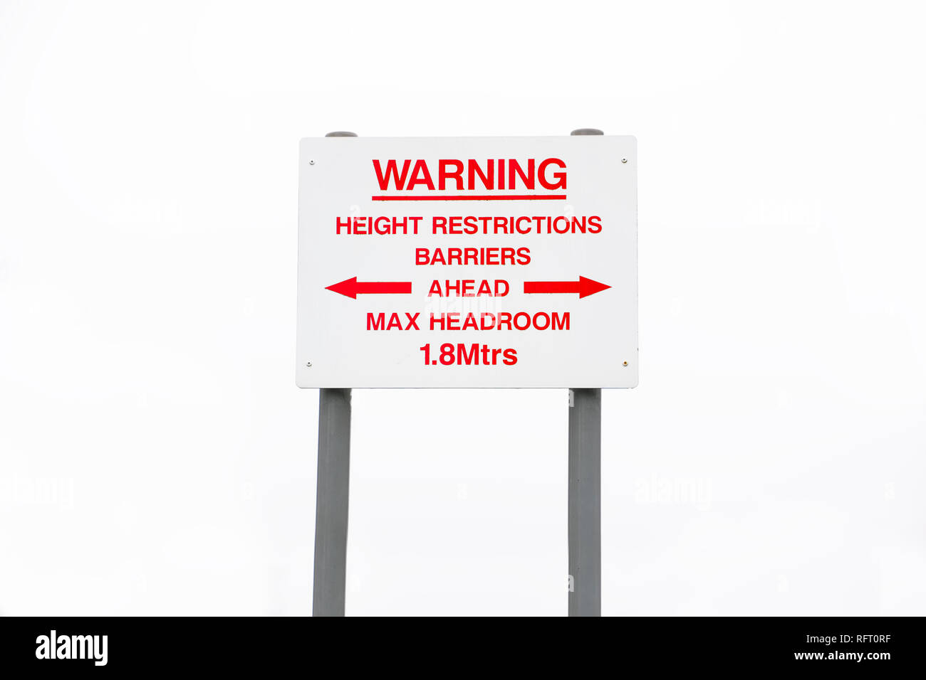 Warning height restriction barrier max headroom sign Stock Photo Alamy