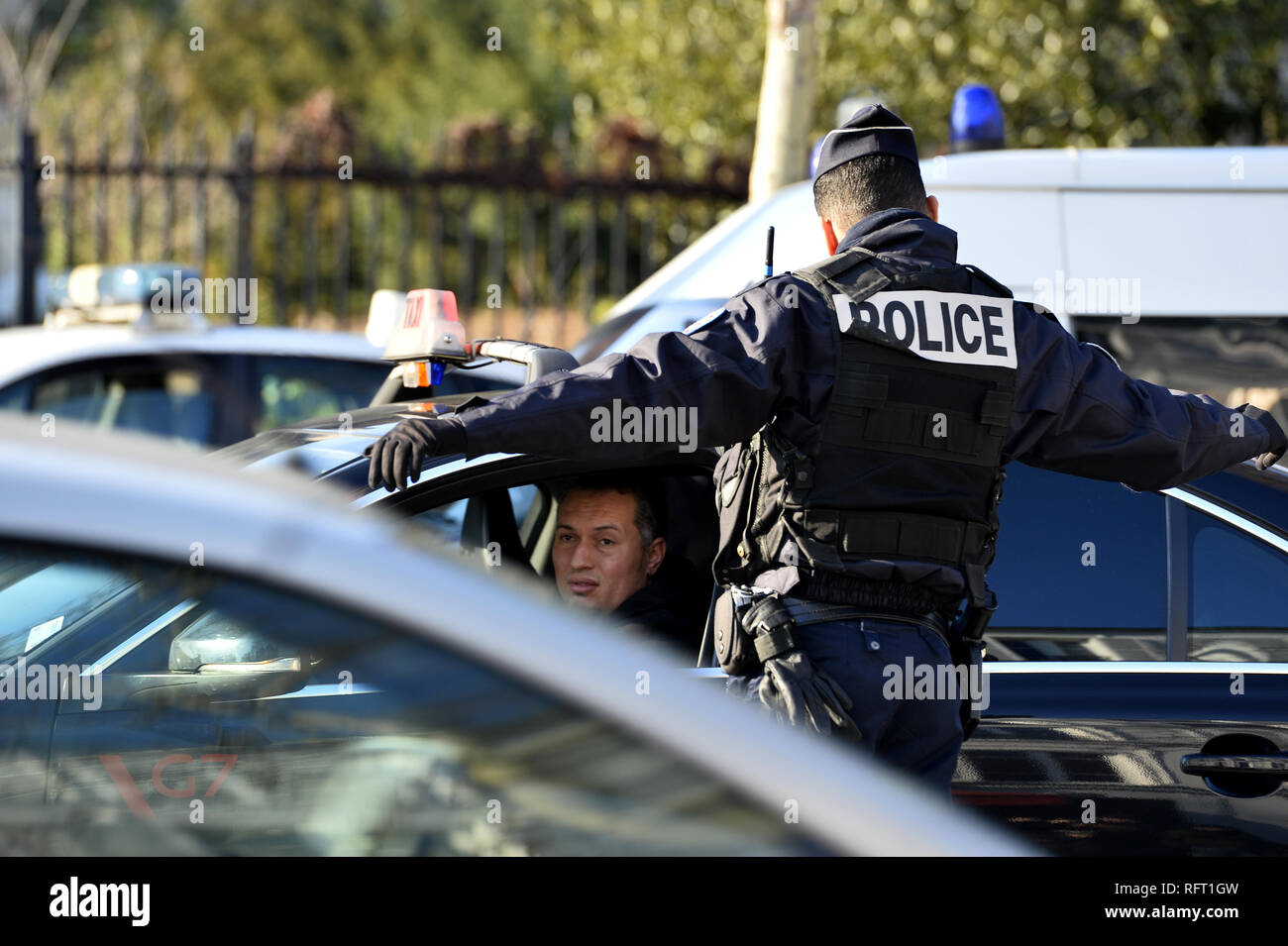 French police officer regulating traffic Paris France Stock Photo Alamy