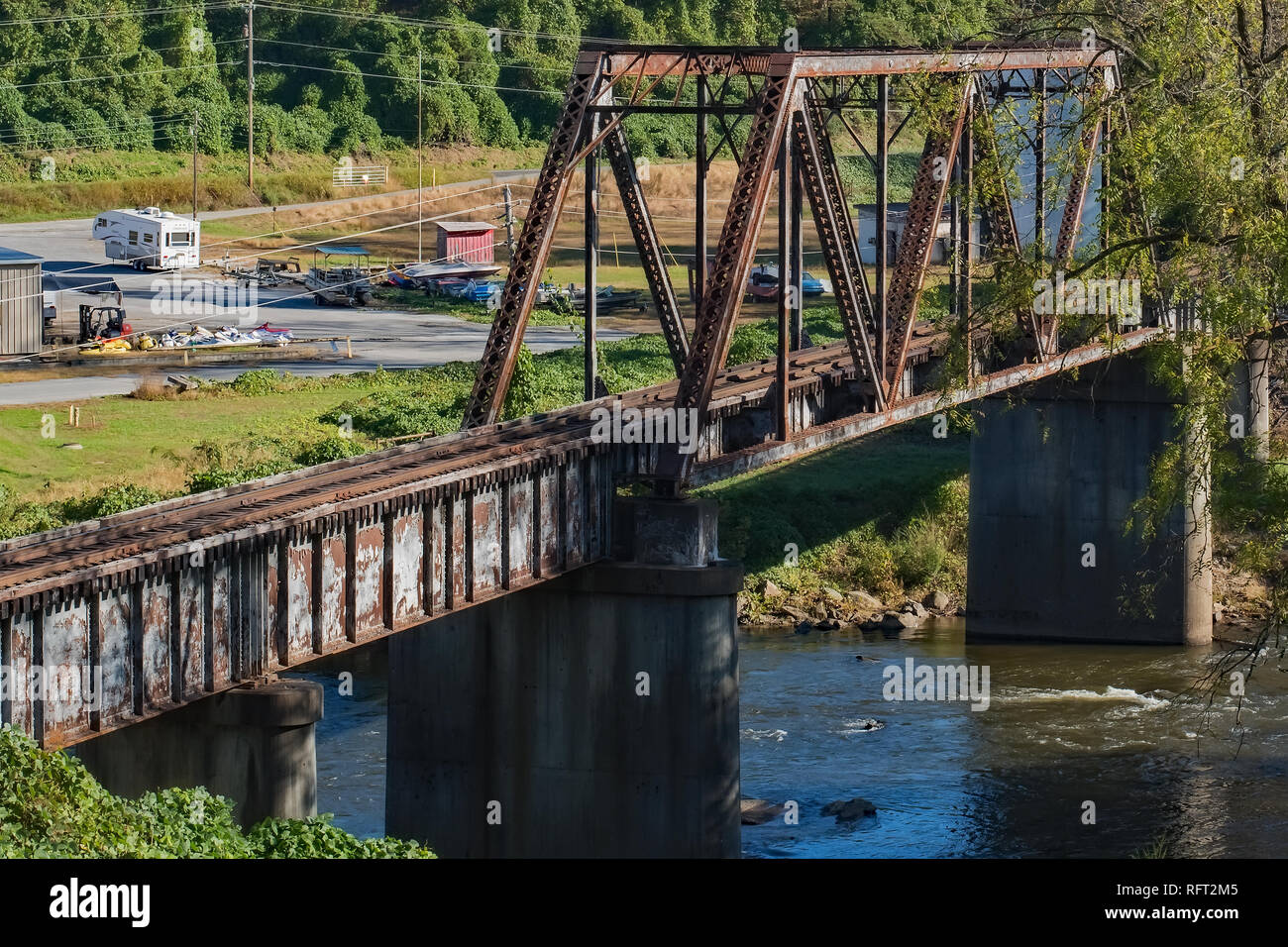 Old Railroad Bridge Bryson City Stock Photo