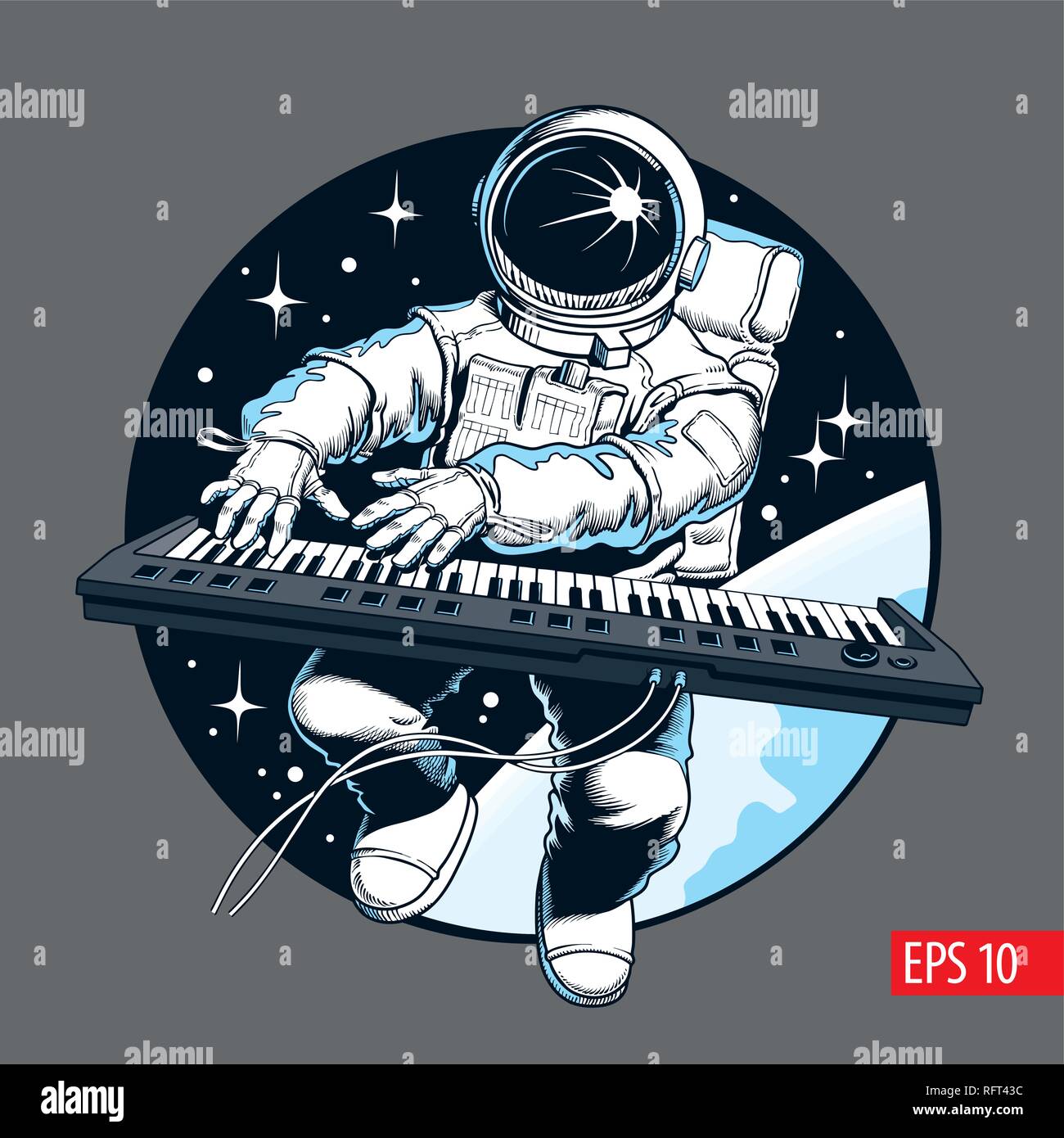 Astronaut playing piano synthesizer in space, space tourist Stock Vector  Image & Art - Alamy