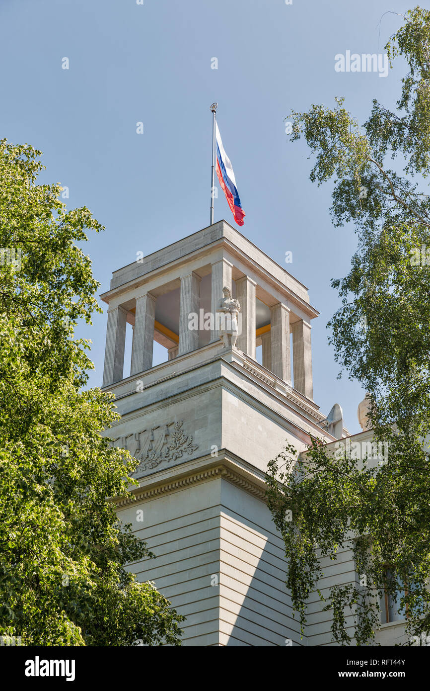 russian embassy with russian flag in Berlin, Germany. Stock Photo