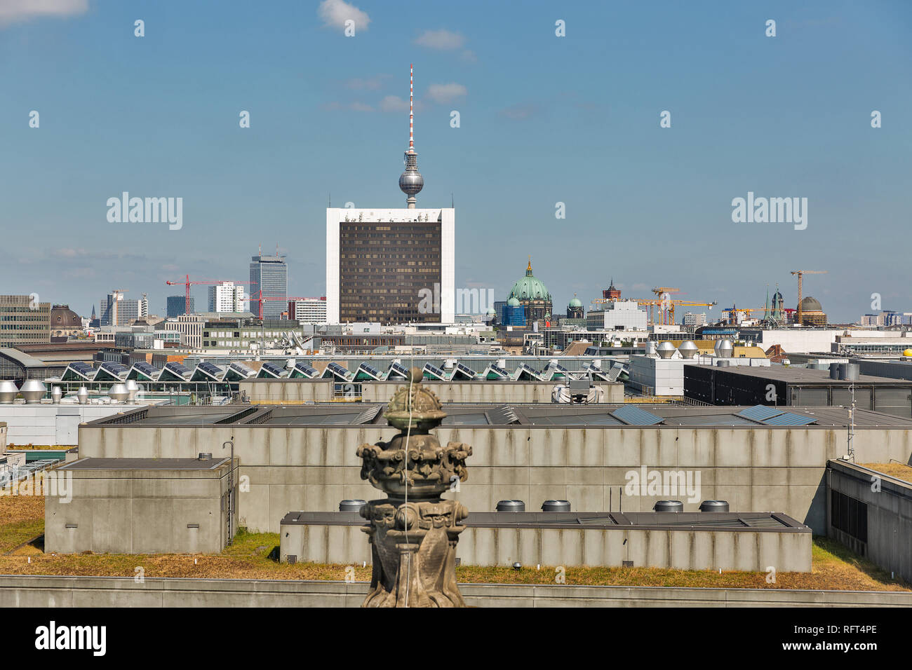 Reichstag roof with Berlin cityscape. Mitte district, Germany Stock Photo