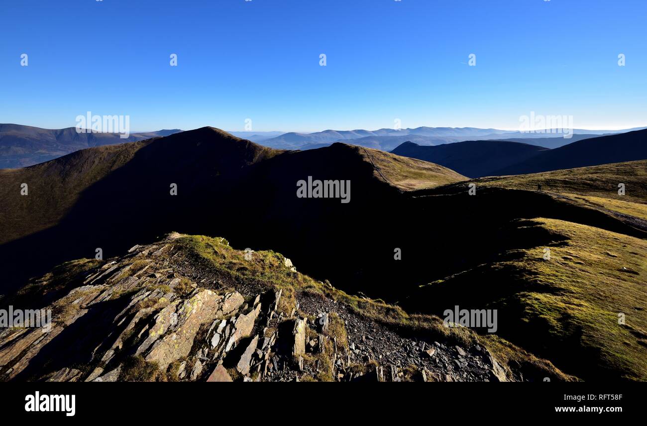Shadows and sunlight on Grisedale Pike Stock Photo