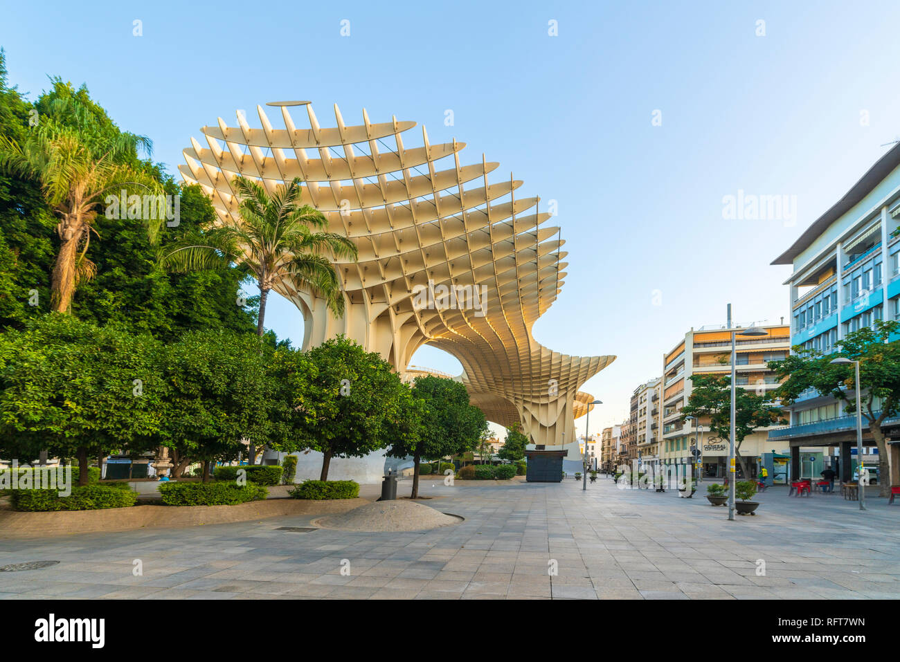 Plaza Mayor, the lower level of the Metropol Parasol, Plaza de la Encarnacion, Seville, Andalusia, Spain, Europe Stock Photo