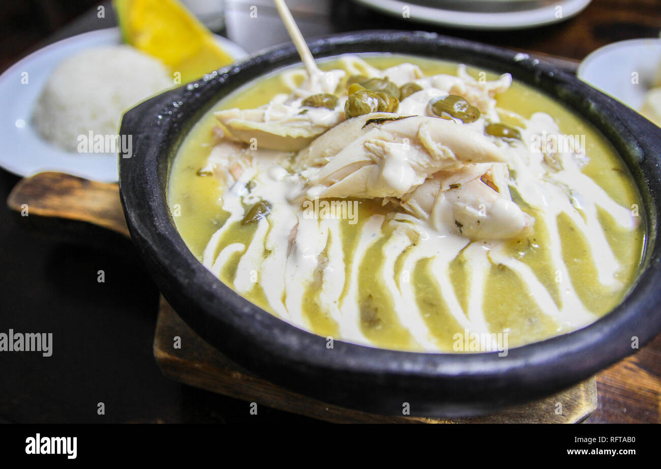 Ajiaco, traditional dish from Colombia Stock Photo